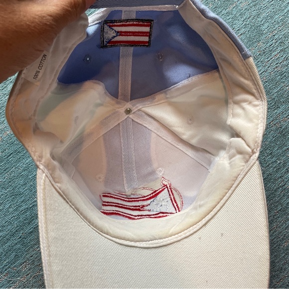 Puerto Rico Flag Hats Adjustable Back  Color White With Light Blue - Picture 5 of 10